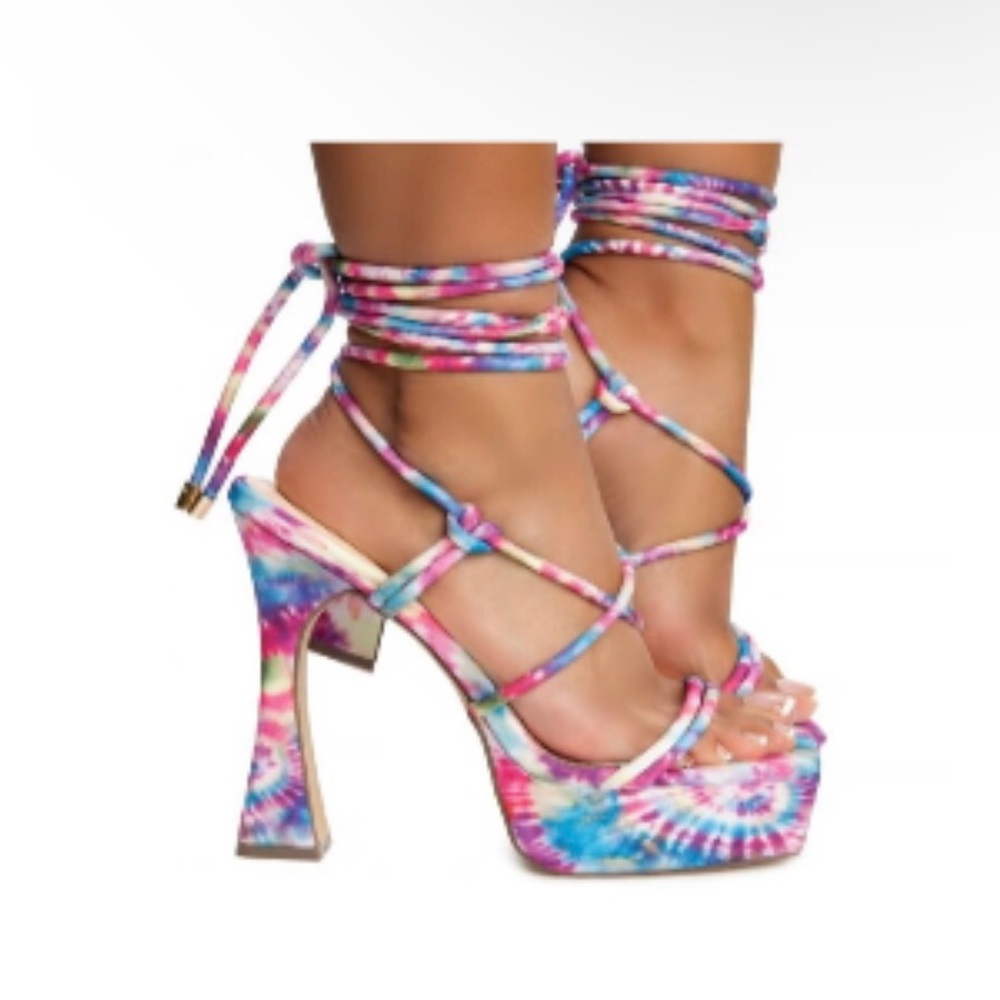 Size 10- Liliana- Tie-Dye Flare Heels